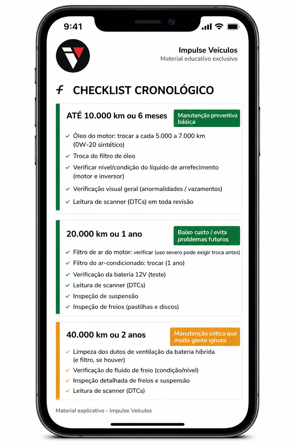 Checklist no celular